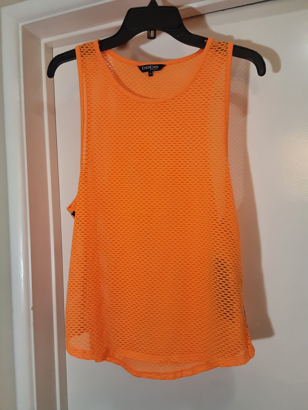 bebe Bright Orange Mesh Tank Top
